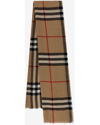 Burberry - Check Print Wool Scarf - Lyst
