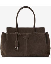 Tod's - Suede Leather Top Handle Bag - Lyst