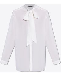 Dolce & Gabbana - Crepe De Chine Silk Shirt With Scarf Detail - Lyst