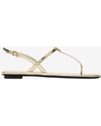 Prada - Laminated Leather Thong Sandals - Lyst