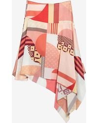 Fendi - Patchwork Print Asymmetric Silk Skirt - Lyst