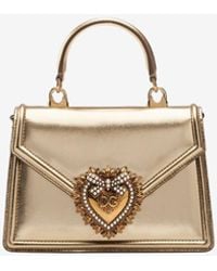 Dolce & Gabbana - Small Devotion Metallic Leather Top Handle Bag - Lyst