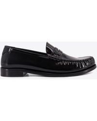 Saint Laurent - Logo-Plaque Leather Loafers - Lyst