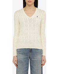 Polo Ralph Lauren - Logo Embroidered V-Neck Sweater - Lyst