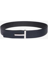 Tom Ford - T Logo Buckle Belt In Grained Leather - Lyst