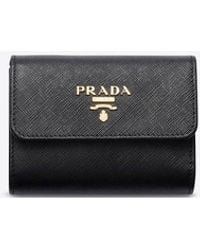 Prada - Small Saffiano Leather Logo Wallet - Lyst