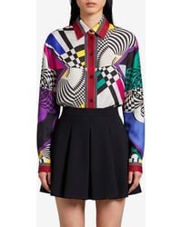 Versace - Printed Silk Long-Sleeved Shirt - Lyst
