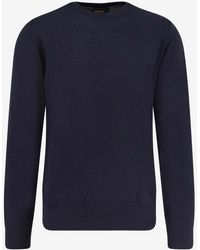 BOSS - Wool And Silk Crewneck Sweater - Lyst