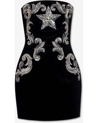 Balmain - Paisley Embroidered Strapless Dress - Lyst