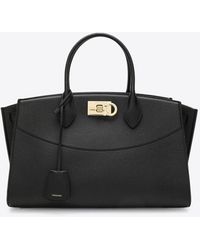 Ferragamo - Large Studio Leather Top Handle Bag - Lyst