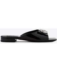 Gucci - Double G Patent Leather Flat Sandals - Lyst