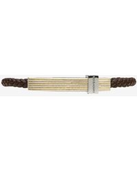 Ferragamo - Medium Braided Leather Bracelet With Metal Bar - Lyst