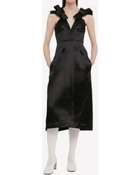 Jil Sander - Midi Bow-Embellished Satin Dress - Lyst