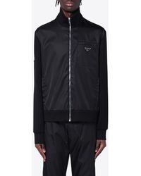 Prada - Triangle Logo Zip-Up Bomber Jacket - Lyst