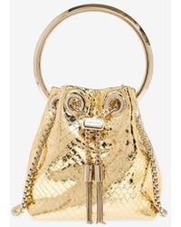 Jimmy Choo - Micro Bon Bon Metallic Lizard Leather Bucket Bag - Lyst