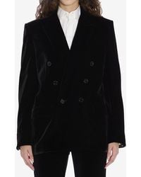 Saint Laurent - Cassandre Double-Breasted Velvet Blazer - Lyst