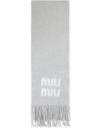 Miu Miu - Logo Jacquard Mohair Scarf - Lyst