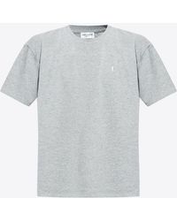 Saint Laurent - Cassandre Embroidered Crewneck T-Shirt - Lyst