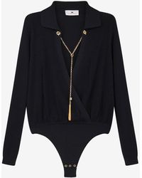 Elisabetta Franchi - Chain-Embellished Bodysuit - Lyst