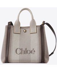 Chloé - Small Raised Logo Canvas Tote Bag - Lyst