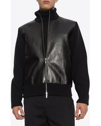 Ferragamo - Leather Insert Zip-Up Jacket - Lyst