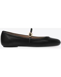 Gianvito Rossi - Carla Leather Ballerina Shoes - Lyst