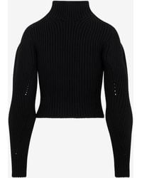 Alaïa - High Neck Rib-Knit Sweater - Lyst
