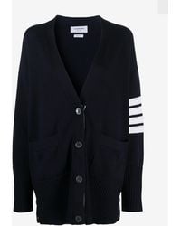 Thom Browne - Oversized 4-Bar Stripes Wool Cardigan - Lyst