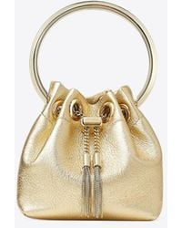 Jimmy Choo - Micro Bon Bon Metallic Leather Bucket Bag - Lyst