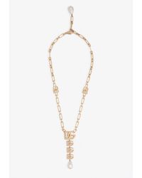 Dolce & Gabbana - Dg Logo Necklace With Pearl Detail - Lyst