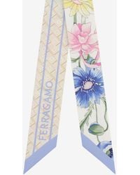 Ferragamo - Floral Bouquet Print Silk Mini Bandeau - Lyst