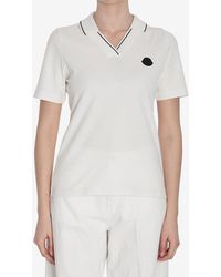 Moncler - Logo Patch V-Neck Polo T-Shirt - Lyst