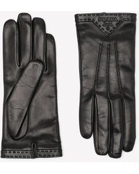 Prada - Embossed Logo Leather Gloves - Lyst