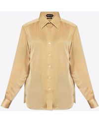 Tom Ford - Pleated Plastron Silk Shirt - Lyst