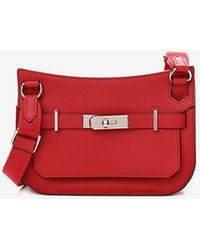 Hermès Mini Evelyne Bag In Capucine Clemence Leather With Palladium  Hardware in Red