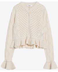 Chloé - Crochet Knit Ruffled Cardigan - Lyst