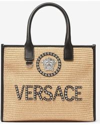 Versace - Small La Medusa Studded Logo Tote Bag - Lyst