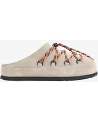 Prada - Suede Leather Shearling Flat Mules - Lyst