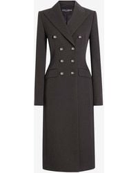 Dolce & Gabbana - Virgin Wool Logo-Button Overcoat - Lyst