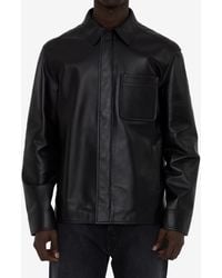 Loewe - Leather Zip-Up Jacket - Lyst