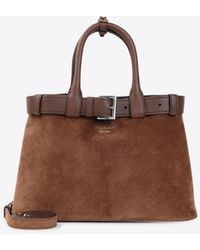 Prada - Large Buckle Calf Leather Top Handle Bag - Lyst