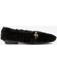 Ferragamo - Noella Fur Shearling Ballet Flats - Lyst