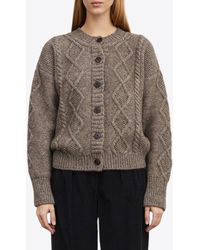 Skall Studio - Agnete Cable Knit Wool Cardigan - Lyst