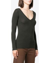 P.A.R.O.S.H. - Rib Knit V-Neck Wool Sweater - Lyst