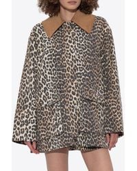 Ganni - Leopard Print Buttoned Jacket - Lyst