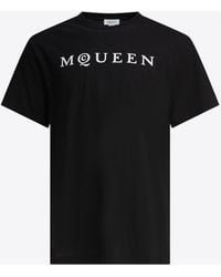McQueen - Logo Lettering Crewneck T-Shirt - Lyst