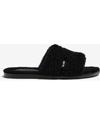 Hermès Izmir Sandals In Leather And Shearling - Black
