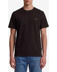 Moncler - Leather Logo Patch T-Shirt - Lyst