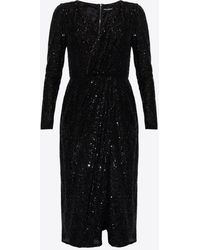 Dolce & Gabbana - V-Neck Sequined Midi Dress - Lyst