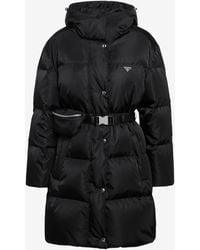 Prada - Triangle Logo Down Jacket With Belt Bag - Lyst